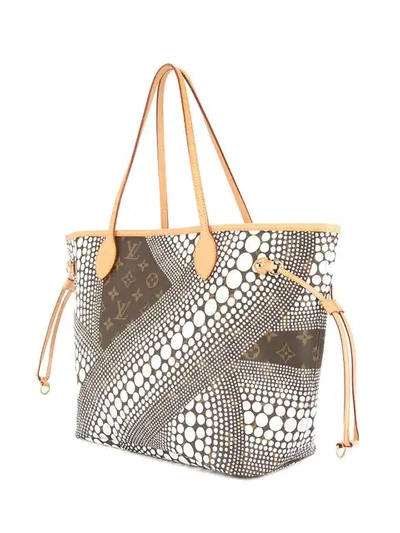 Pre-owned Louis Vuitton  Neverfull Mm Shoulder Tote Bag In White
