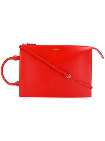 Shop Jil Sander Geometric Shoulder Bag - Red