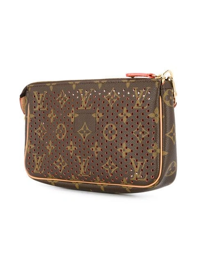 Pre-owned Louis Vuitton Punch Holes Monogramclutch - Brown
