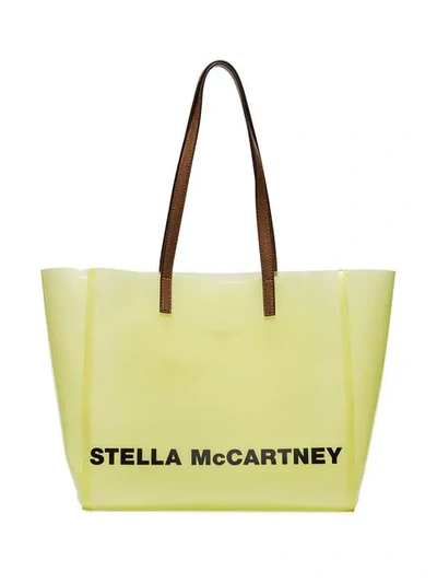 Shop Stella Mccartney Logo Print Tote Bag In 7021 Pastel/yellow