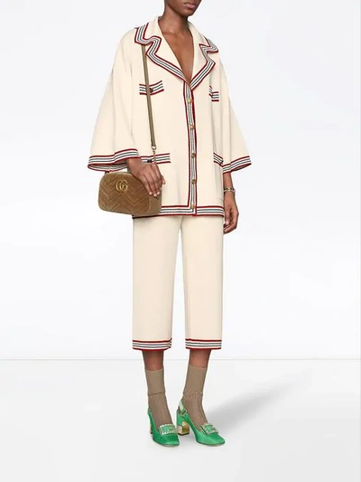 Shop Gucci Gg Marmont Velvet Small Shoulder Bag In Brown