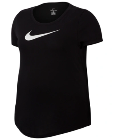Shop Nike Dri-fit Plus Size Logo Training Top In Black/white