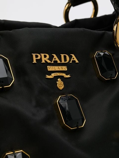 Pre-owned Prada 1990's Rhinestone Embellished Tote In Black