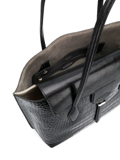 Shop Tod's Embossed Joy Tote Bag In Black