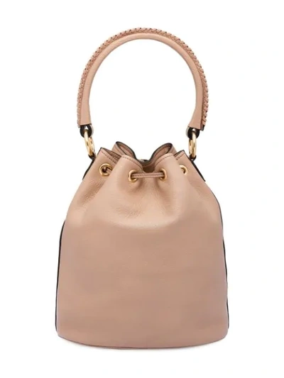 Shop Miu Miu Top Handle Bucket Bag In Brown