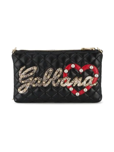 Shop Dolce & Gabbana Appliqué Logo Quilted Bag In Black