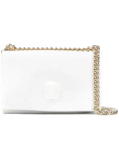 Shop Versace Palazzo Medusa Shoulder Bag In Kbjoc White/gold