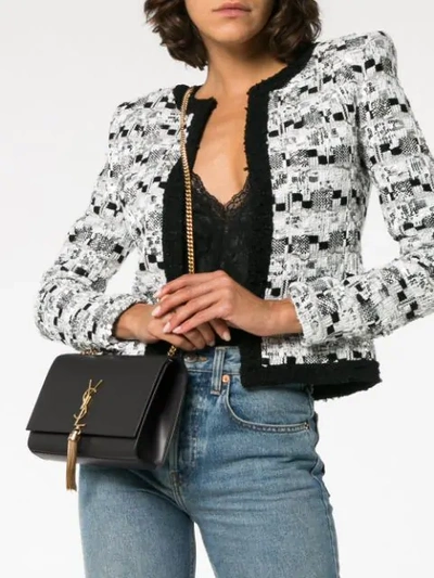 Shop Saint Laurent Grey Kate Medium Leather Shoulder Bag