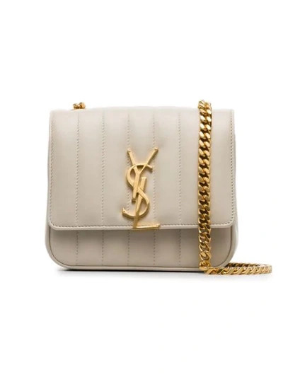 Shop Saint Laurent Vicky Quilted Cross Body Bag In 9207 Crema
