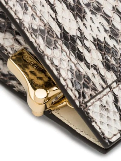 Shop Gucci Cream Ophidia Snake Skin Print Leather Shoulder Bag In Black