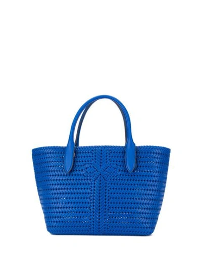 Shop Anya Hindmarch Woven Tote In Blue