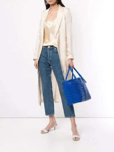 Shop Anya Hindmarch Woven Tote In Blue
