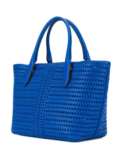 Shop Anya Hindmarch Woven Tote In Blue