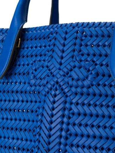 Shop Anya Hindmarch Woven Tote In Blue