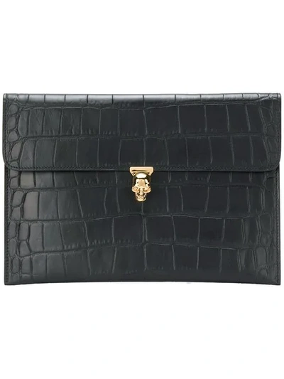 Shop Alexander Mcqueen Skull Flap Clutch - Black