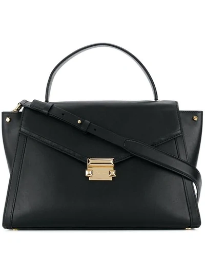 Shop Michael Michael Kors Whitney Large Satchel In Black