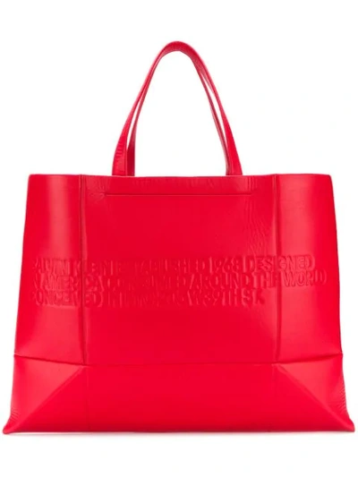 Shop Calvin Klein 205w39nyc Embossed Logo Tote Bag In Red