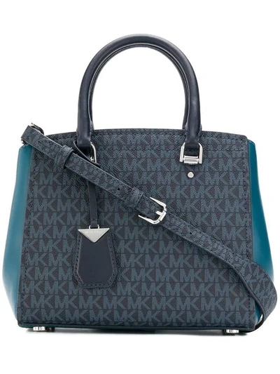 Shop Michael Michael Kors Benning Satchel Bag In Blue