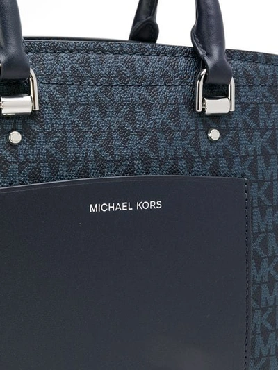 Shop Michael Michael Kors Benning Satchel Bag In Blue