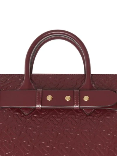 Shop Burberry The Small Monogram Leather Triple Stud Belt Bag In Red