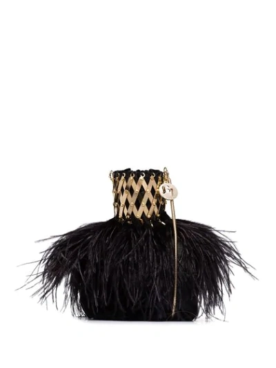 Shop Rosantica Aramis Feather Bag In Black