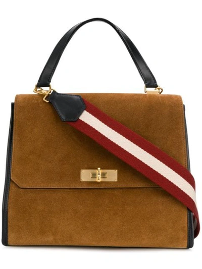 Shop Bally Twist Lock Tote Bag - Brown