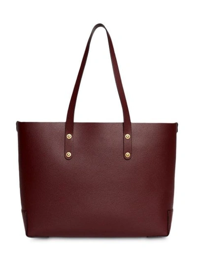 Shop Burberry Small Embossed Crest Leather Tote In Red