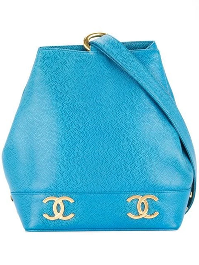 Pre-owned Chanel 1991-1994 Cc Logos Shoulder Bag In Blue