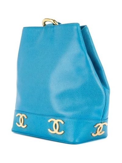 Pre-owned Chanel 1991-1994 Cc Logos Shoulder Bag In Blue