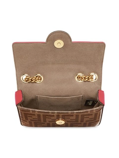 Shop Fendi Double F Mini Bag In Brown