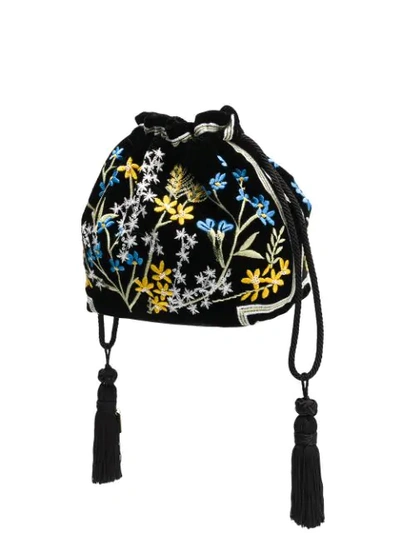 Shop Etro Floral Embroidered Tote Bag In Black