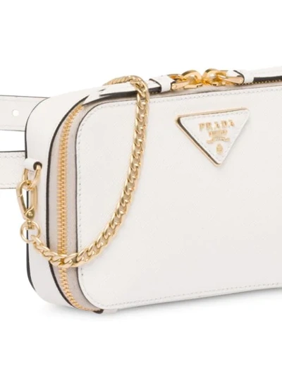 Shop Prada Logo Plaque Belt Bag In White