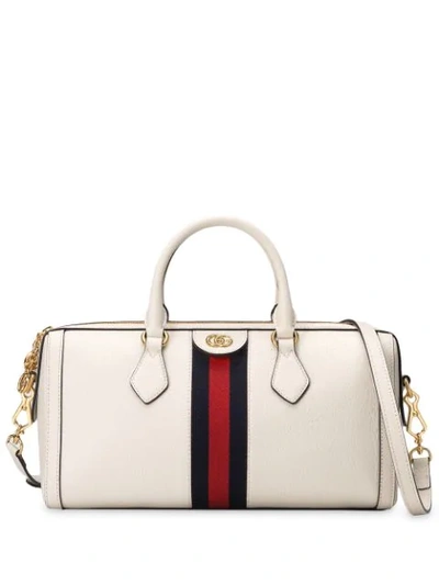 Shop Gucci Ophidia Medium Top Handle Bag In White