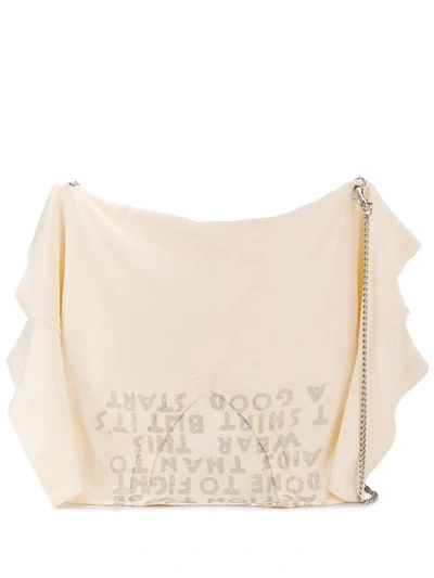 Shop Mm6 Maison Margiela T-shirt Silhouette Satchel Bag In Neutrals