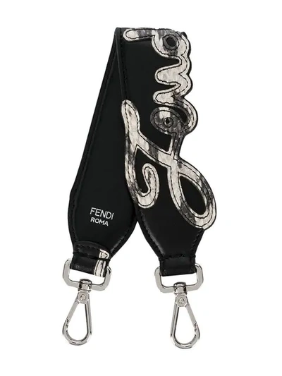 Shop Fendi Branded Shoulder Strap In Black