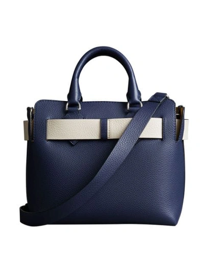 Shop Burberry The Small Leather Belt Bag In Blue