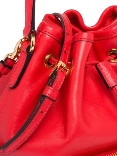 Shop Prada Logo Bucket Bag In F0d17 Lacquer Red