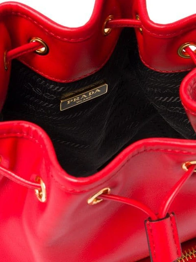 Shop Prada Logo Bucket Bag In F0d17 Lacquer Red