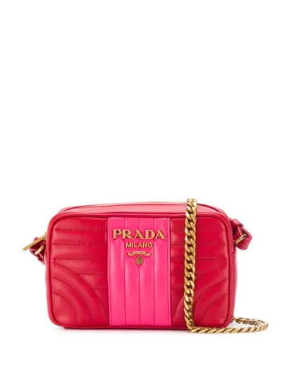 Shop Prada Diagramme Small Shoulder Bag In Red