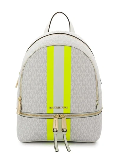 Shop Michael Michael Kors Bold Stripe Backpack In White