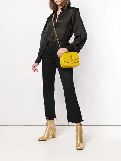 Shop Saint Laurent Small Sulpice Shoulder Bag In Yellow
