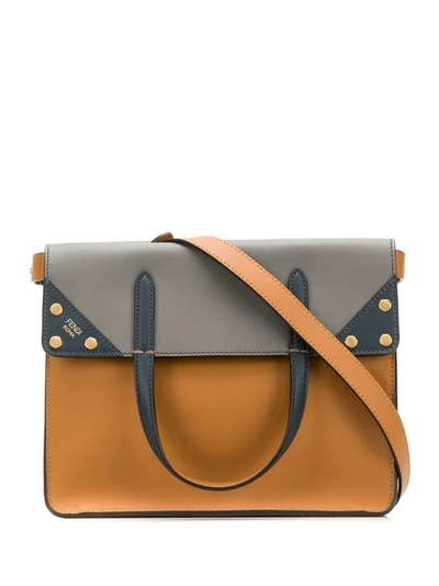 Shop Fendi Small  Flip Top Bag In Brown