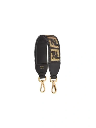 Shop Fendi Mini Strap You Chainmail-embellished Bag Strap In Black