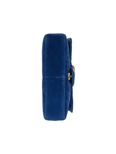 Shop Gucci Gg Marmont Velvet Shoulder Bag In 4511 Blue