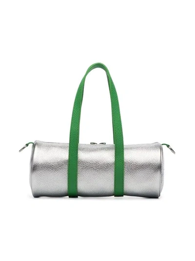 Shop Simon Miller Metallic Silver And Green Mini Tool Kit Leather Holdall