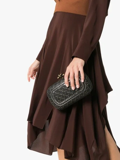 Shop Bottega Veneta Black Catena Studded Clutch Bag