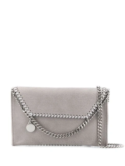 Shop Stella Mccartney Falabella Foldover Shoulder Bag In Grey