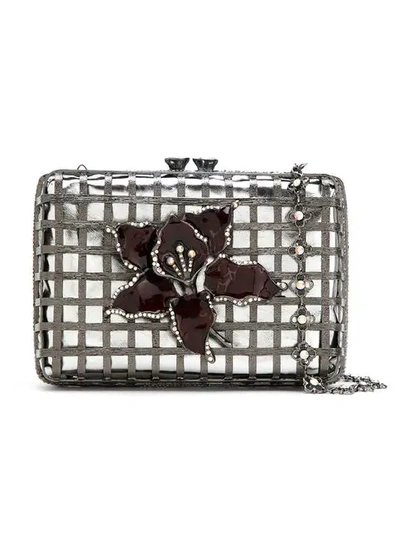 Shop Isla Embellished Metal Clutch In Grey