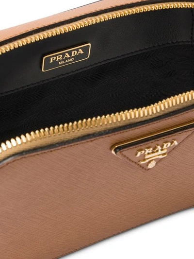 Shop Prada Saffiano Leather Belt Bag In Brown