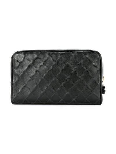 Pre-owned Chanel Cosmos Quilted Cc Cosmetic Bag In Black